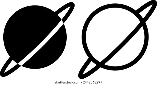 planet icon, sign, or symbol in glyph and line style isolated on transparent background. Vector illustration
