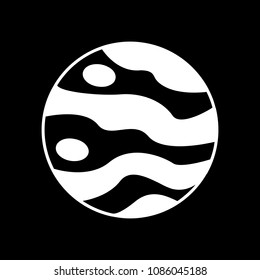 Planet icon. Silhouette Planet vector icon for web design isolated on black background