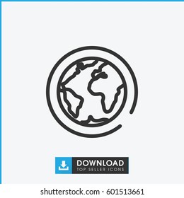 planet icon. simple outline planet vector icon. on white background.