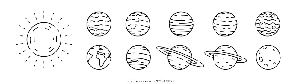 Planet icon. Solar system set. Linear icon. Vector Planet.