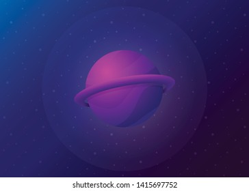 Planet Icon Space Galaxy Solar System Vector Illustration