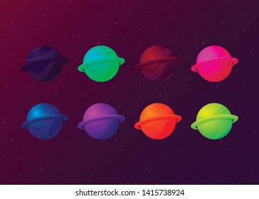 Planet Icon Space Galaxy Solar System Vector Illustration