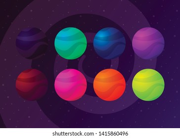 Planet Icon Space Galaxy Solar System Vector Illustration