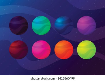 Planet Icon Space Galaxy Solar System Vector Illustration
