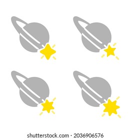 planet icon with star, vector illustration