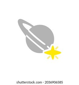 planet icon with star, vector illustration