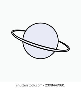 Planet Icon. Symbol Celestial Body Moving in an Elliptical Orbit - Vector.