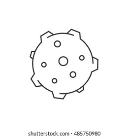 Planet  icon in thin outline style. Surface, hole, alien 