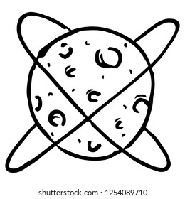 Planet icon. Vector illustration of cartoon planet. Hand drawn planet.