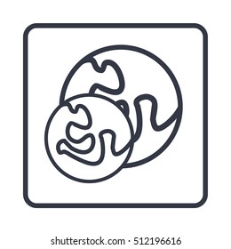 Planet icon vector illustration in line style. Earth sign. World symbol. Advertisements, signs, stickers, banners signage. Isolated on a white background.
