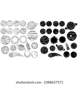 Planet icon vector set. astronomy illustration sign collection. space symbol. science logo.