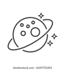 Icono del planeta para viajar por el mundo de Vector con un simple pictograma. Este símbolo, o arte lineal, proporciona una ilustración para el descubrimiento del espacio.