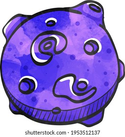 Planet icon in watercolor style.