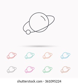 Planet icon. World globe sign. Astronomy symbol. Linear icons on white background.