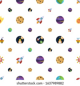 planet icons pattern seamless. Included editable flat rocket, space, globe, moon, space exploration, moon rover, Global education, asteroid icons. planet icons for web and mobile.