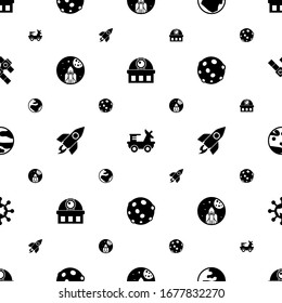 planet icons pattern seamless. Included editable filled observatory, moon rover, globe, space exploration, rocket, moon, Global education icons. planet icons for web and mobile.