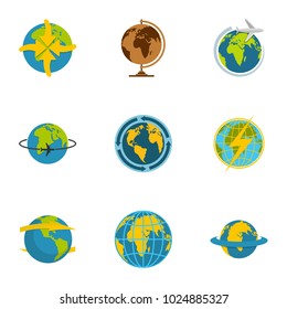Planet icons set. flat set of 9 planet vector icons for web isolated on white background
