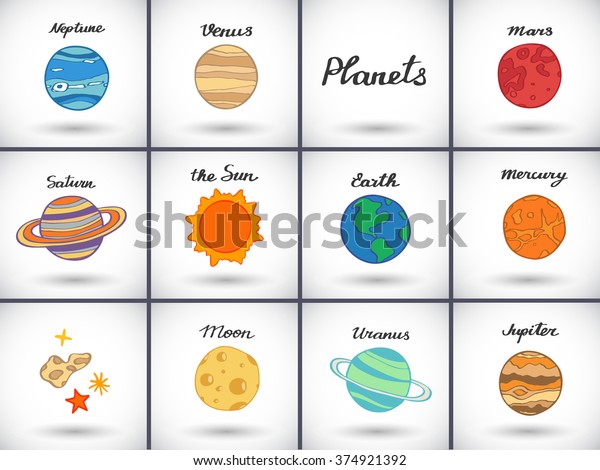 Image Vectorielle De Stock De Ensemble Dicônes De Planète