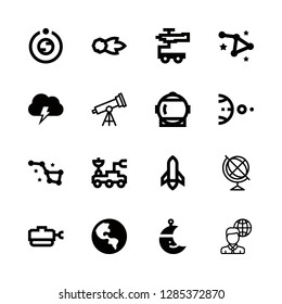 planet icons set with school earth globe, worldwide and moon rover vector set
