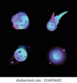 planet icons set vector design