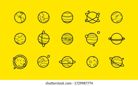 Planet icons sets. Vector icons. 