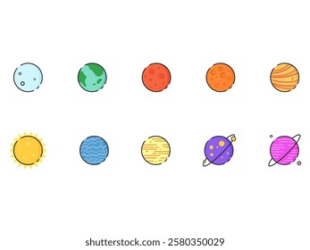 Planet Illustration Design Element Set