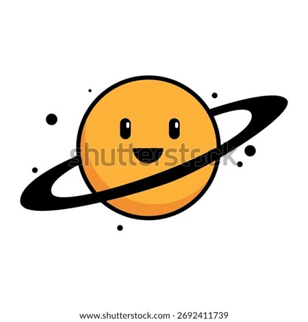 Planet Illustration With Funny Face, Vector Graphics