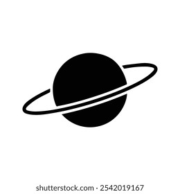 Ícone de Ilustração de Planeta. Com um anel em volta. Ícones dos planetas Saturno, Júpiter, Urano, Netuno. Ilustração de linha fina personalizável.  Traçado editável.