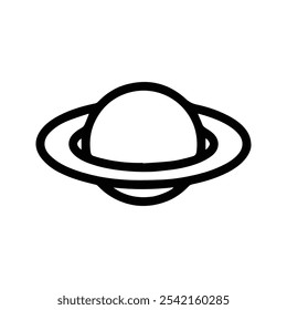 Ícone de Ilustração de Planeta. Com um anel em volta. Ícones dos planetas Saturno, Júpiter, Urano, Netuno. Ilustração de linha fina personalizável.  Traçado editável.