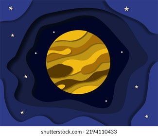 Planet illustration in paper cut style. Space, vector