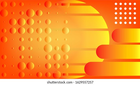 Planet illustration with random ellipses and orange yellow gradient mesh background nice for wallpaper, banner, and card
