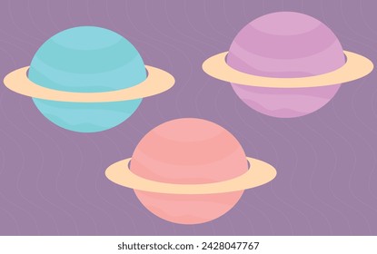 Planeten-Illustration, Vektor mit harmonischen Farben