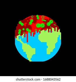 Planet is infected with coronavirus. Spread of epidemic  2019-nCoV across Earth