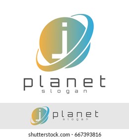 planet initial Letter J Logo design