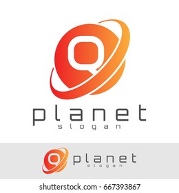planet initial Letter Q Logo design