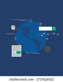 planet, internet and social media vector