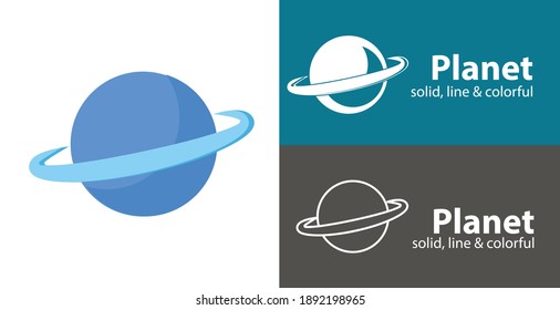 planet isolated vector icon. space line solid flat icon
