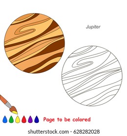 Planet Jupiter to be colored, the coloring book for preschool kids with easy educational gaming level.
