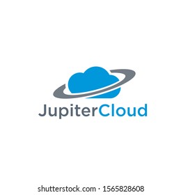 Planet Jupiter And Clouds Logo Design Template 