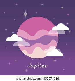Planet Jupiter in flat style in space. Space. Vector illustration.