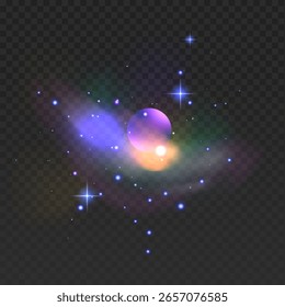 Planet Jupiter in galactic dust and starry space, vector illustration