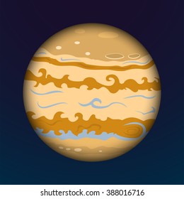 Planet Jupiter gas giant, largest planet of the solar system vector illustration