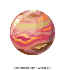 Planet Jupiter icon. Element of solar system. Solar system. Isolated planet. Red round planet. Isolated object in flat design on white background. Vector illustration.