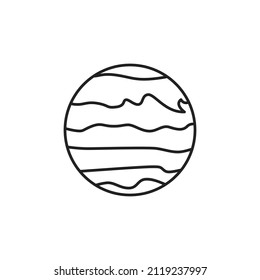 Icono del planeta Júpiter. Planeta del sistema solar. Ilustración vectorial negra de alta calidad.