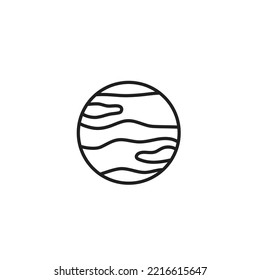 Planet Jupiter line icon black and white
