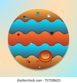 Planet Jupiter, the object of solar system handmade cut craft design, space vector illustration in paper art style