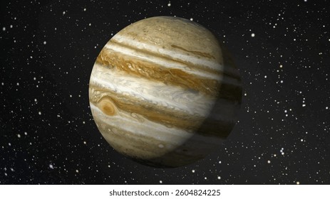 The planet Jupiter on the background of a beautiful starry sky.