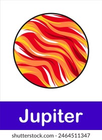 Planet Jupiter on white background of Solar System in Space. Planet illustration elements for education and other purposes