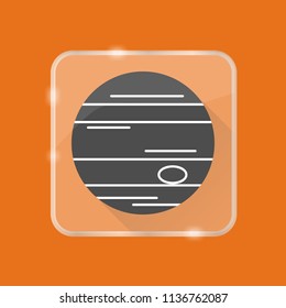 Planet Jupiter silhouette icon in flat style on transparent button