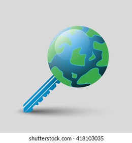 Planet, key, icon. Planet on a gray background. Planet object. Vector illustration.
